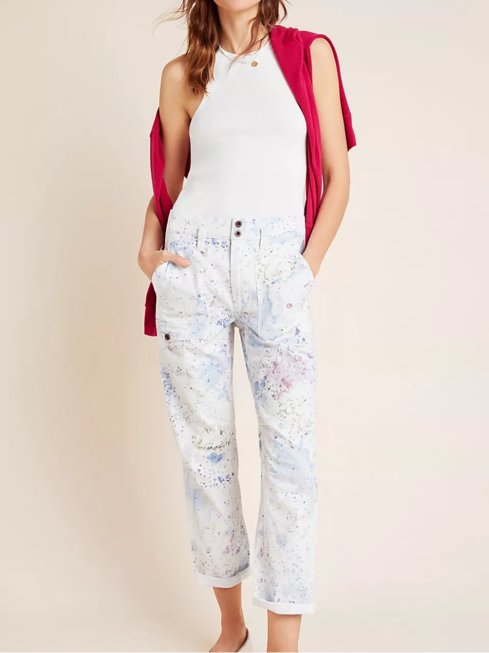 Anthropologie The Wanderer Watercolor Splash Sz 29 w MEASUREMENTS Cargo Pants